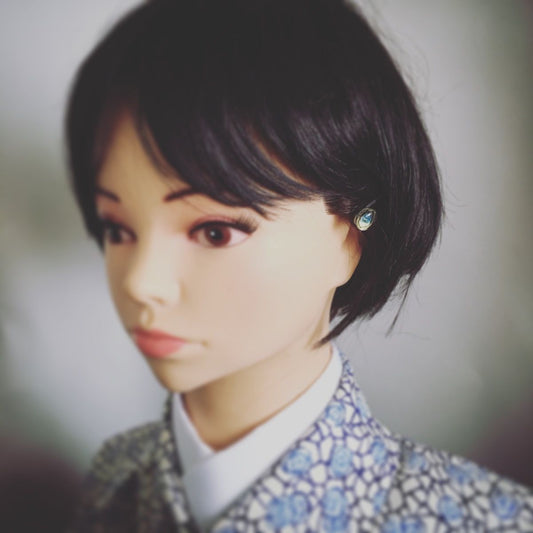 ヘアピン ユリ 青 飾り取り外し可能 髪留め 高級ヘアピン