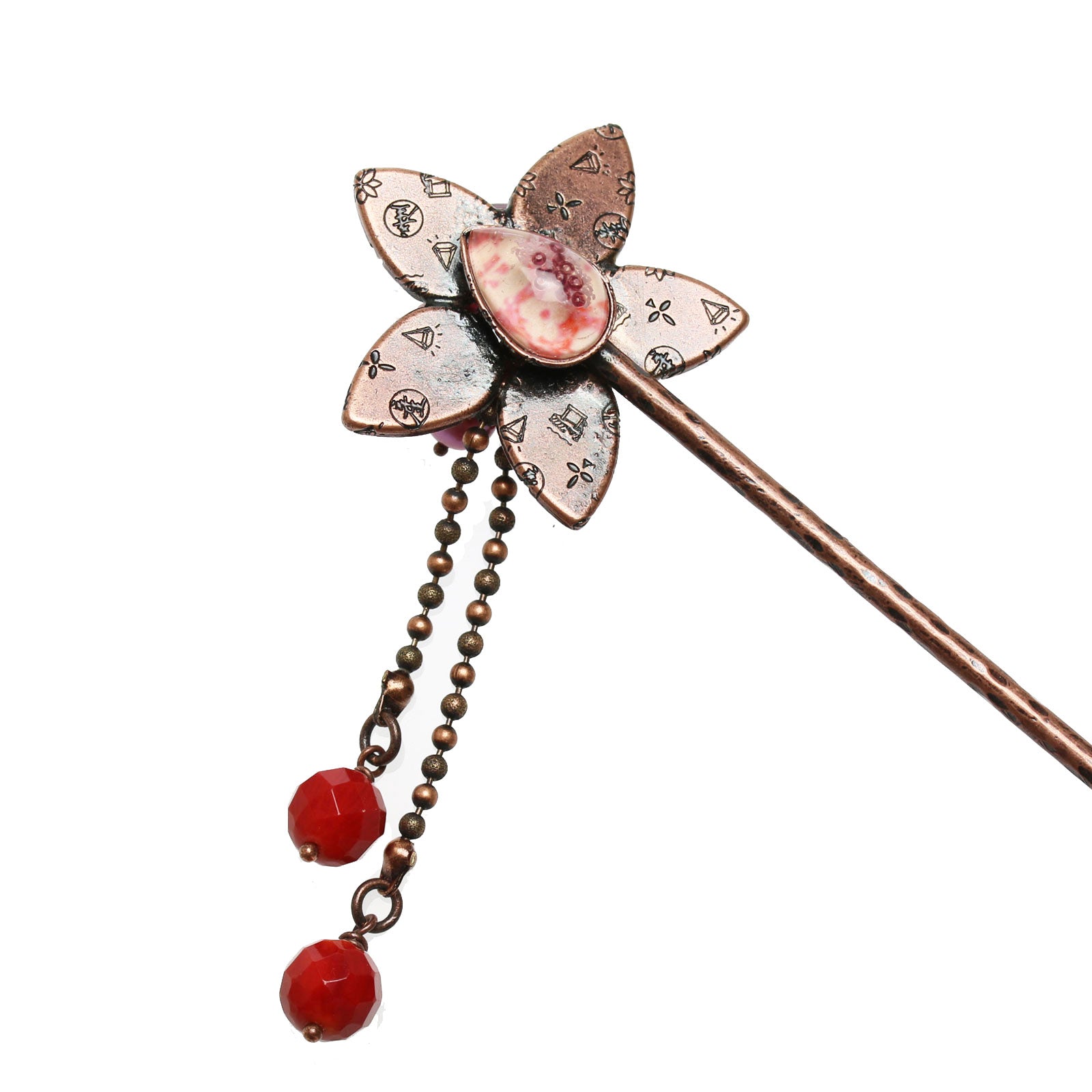花 かんざし ピンク ガーネット TAMARUSAN