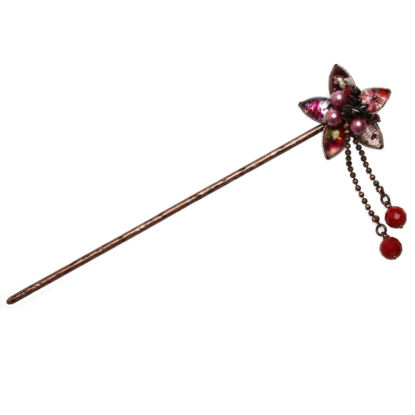 花 かんざし ピンク ガーネット TAMARUSAN