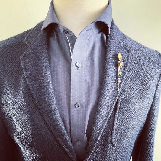 ピンブローチ 茶色 マザーオブパール ユリ レース TAMARUSAN