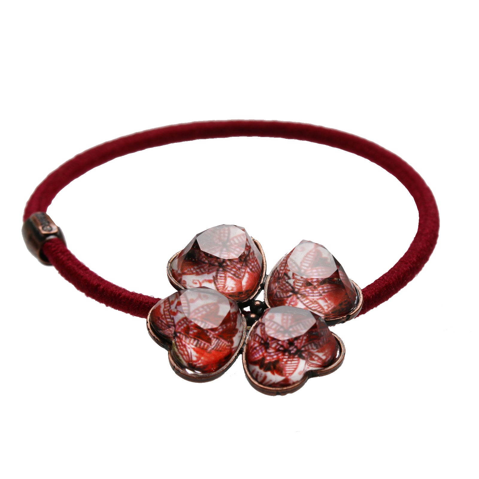 ヘアゴム 赤 ユリ 四つ葉 花 大人 TAMARUSAN