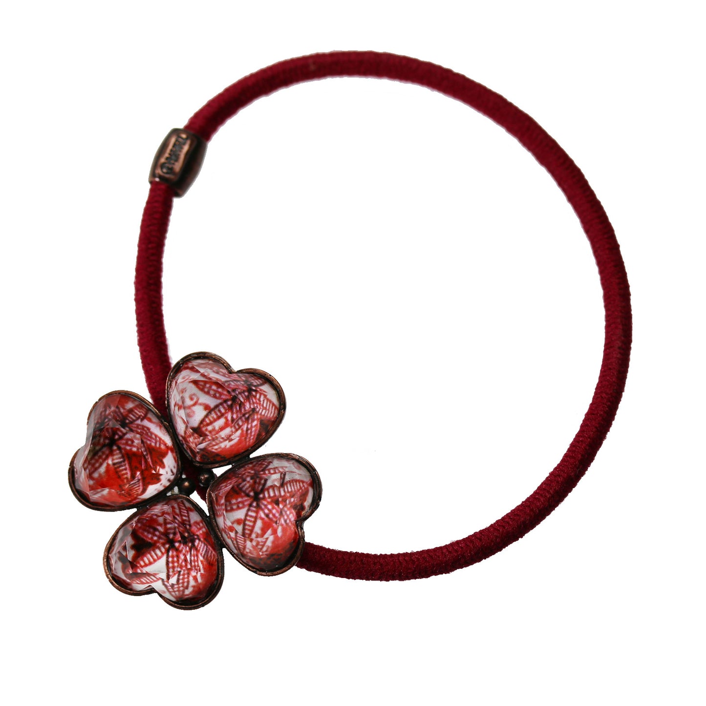 ヘアゴム 赤 ユリ 四つ葉 花 大人 TAMARUSAN