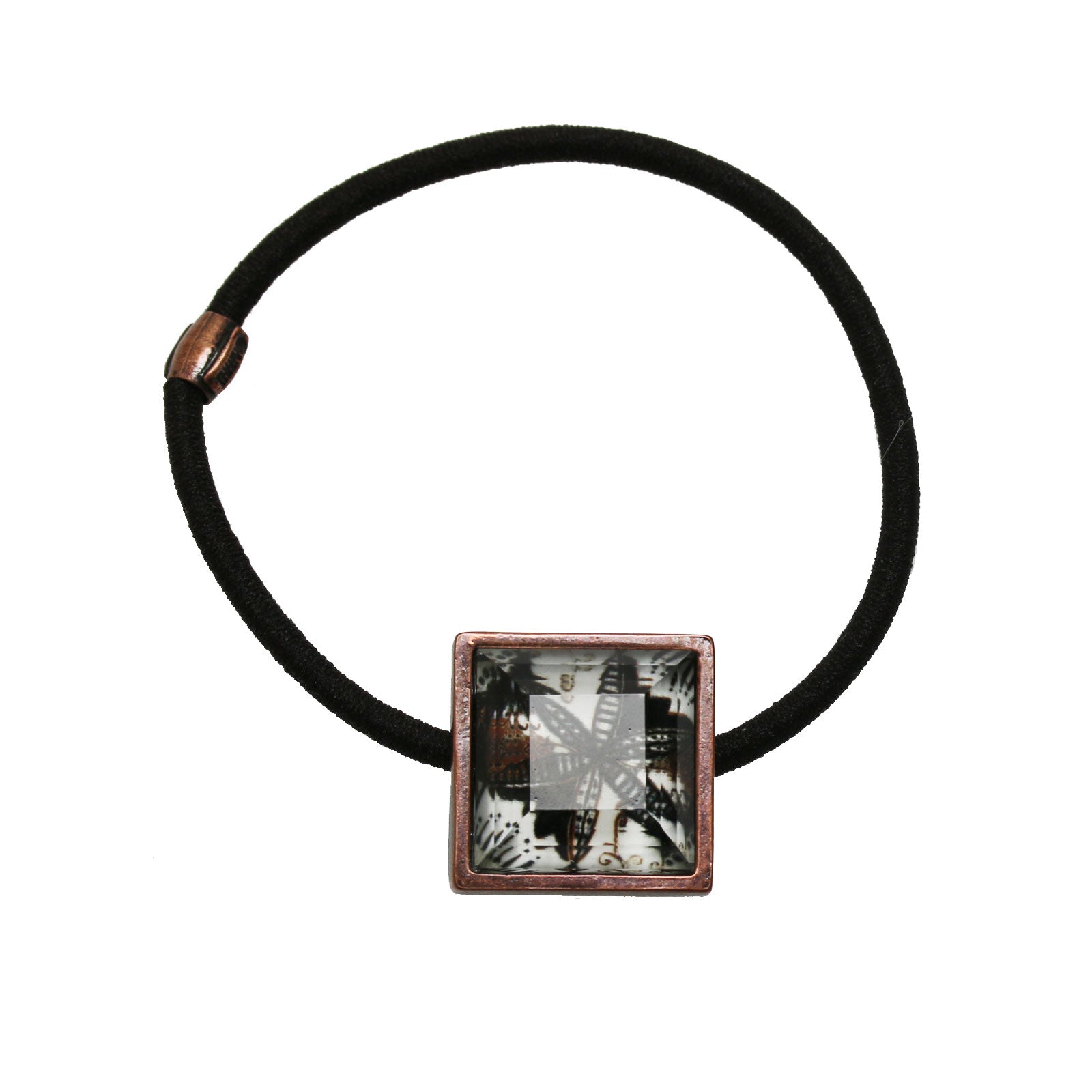 ヘアゴム 白 スクエア ユリ アンティーク調 TAMARUSAN