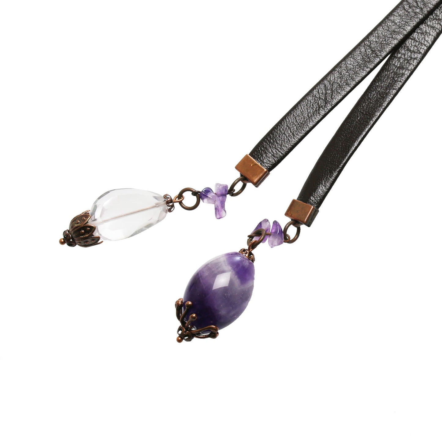 革紐ループタイ 紫 十字 ユリ アメジスト TAMARUSAN