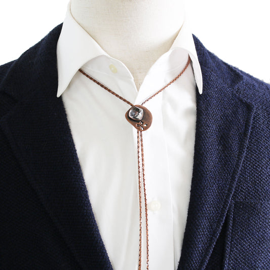 チェーンループタイ 茶色 アンティーク調 ユリ TAMARUSAN