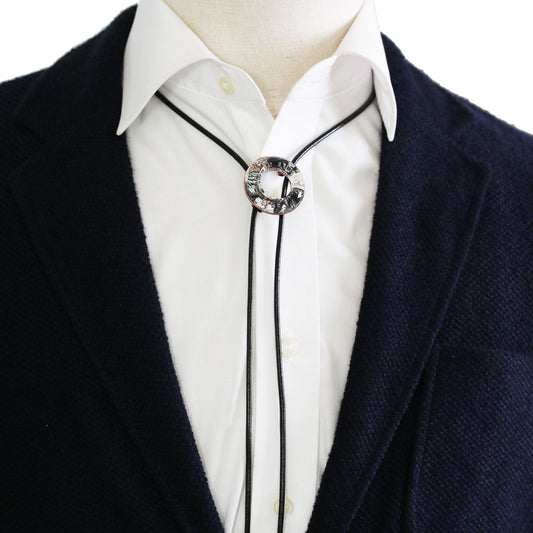 革紐ループタイ ユリ ドーナツ型 白 TAMARUSAN