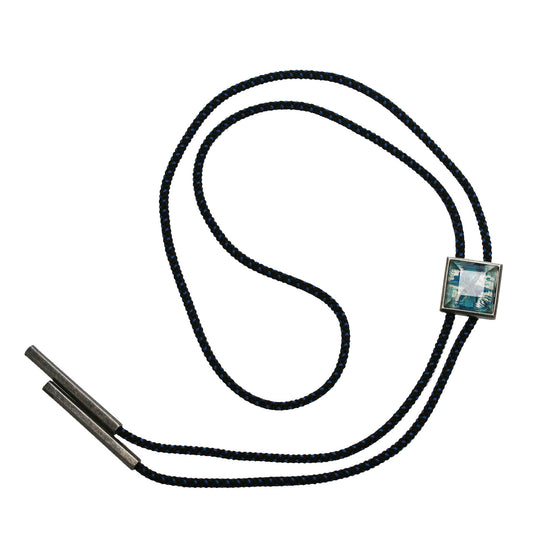 組紐ループタイ 青 正絹 四角 ユリ TAMARUSAN