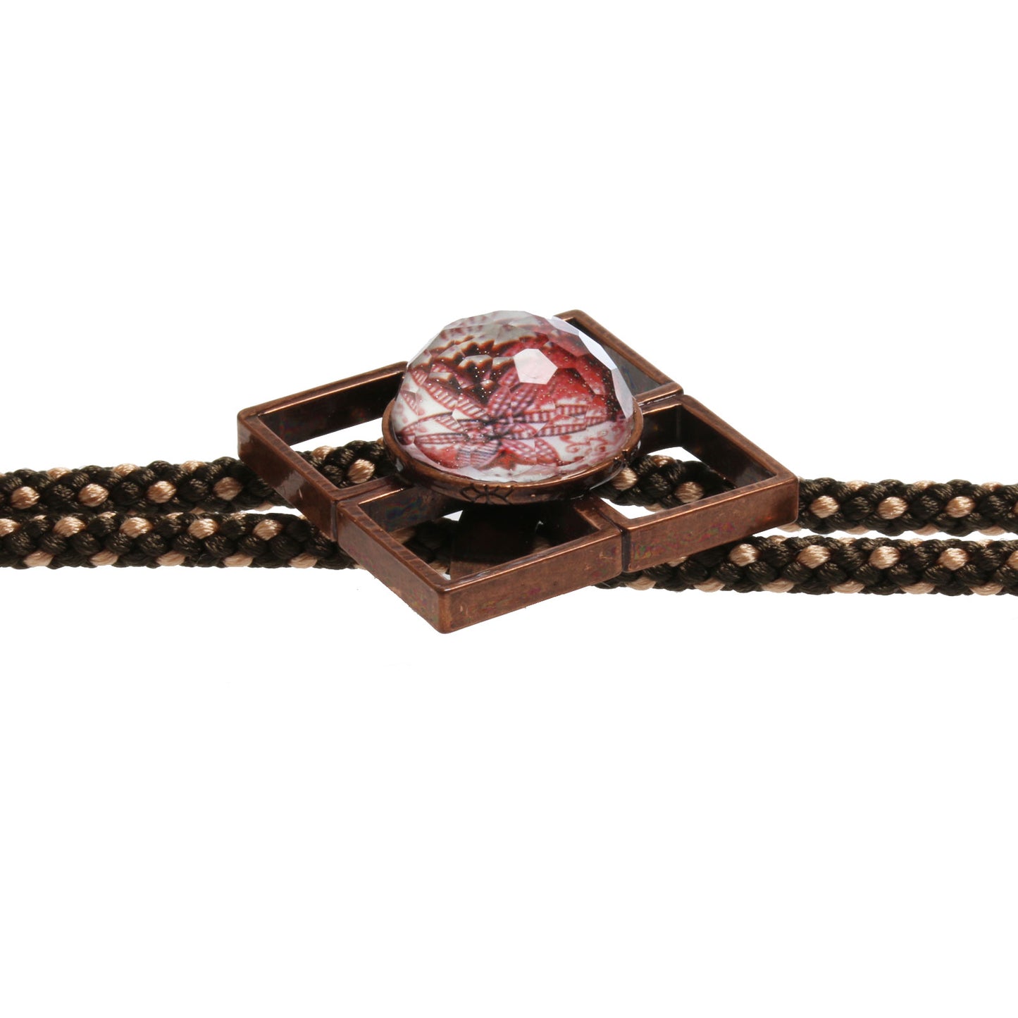 組紐ループタイ 赤 ユリ シルク 男女兼用 TAMARUSAN