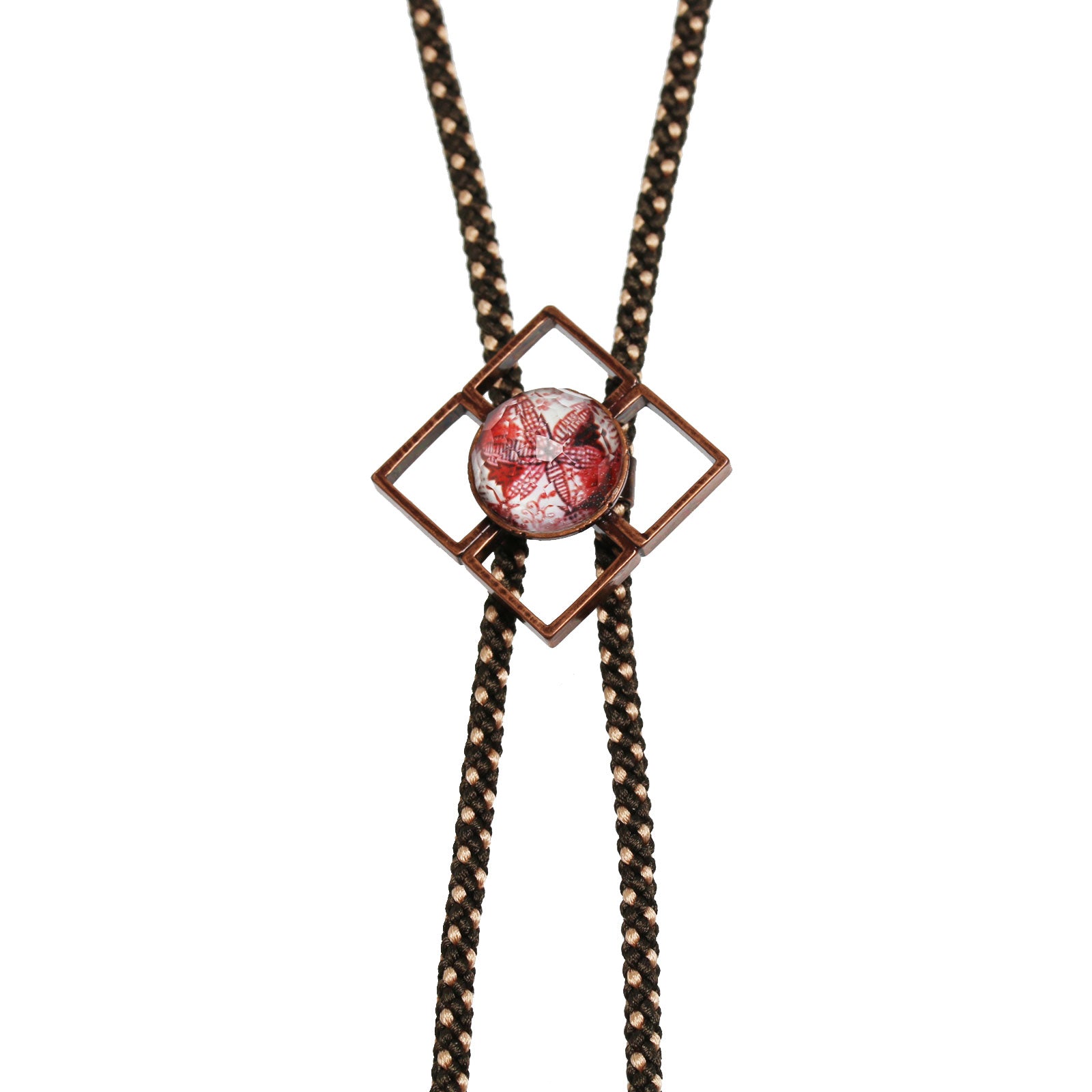 組紐ループタイ 赤 ユリ シルク 男女兼用 TAMARUSAN