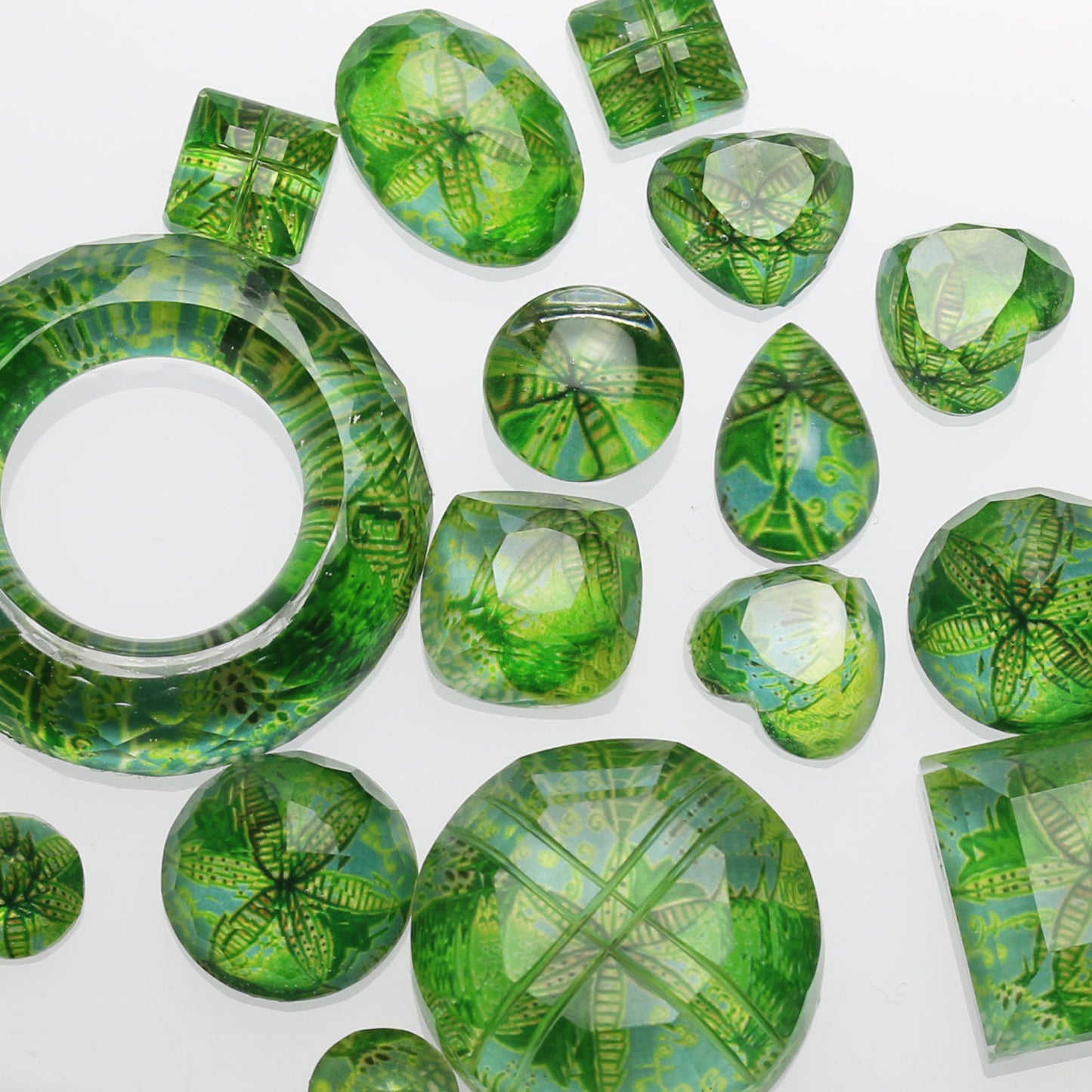 ヘアゴム 花 緑 ハンドメイド 樹脂 TAMARUSAN