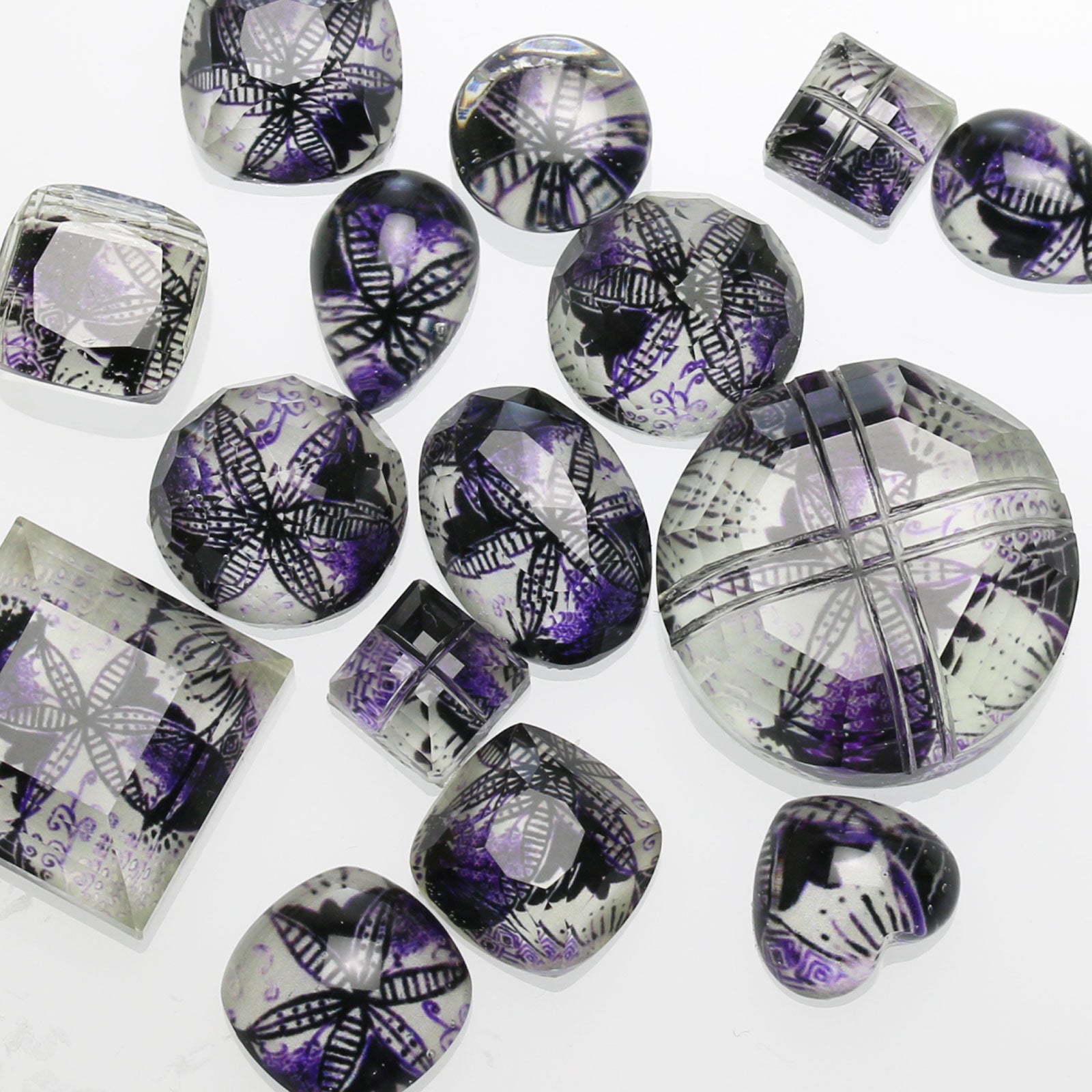 眼鏡チェーン 革紐 紫 アメジスト ハート TAMARUSAN