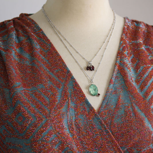 ネックレス 水色 ガーネット ダイヤモンド 2連 TAMARUSAN