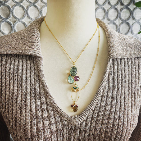 ネックレス 金 ミックスカラー ガーネット 金 天然石 TAMARUSAN