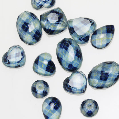 両飾りのハットピン アーガイル 青 TAMARUSAN