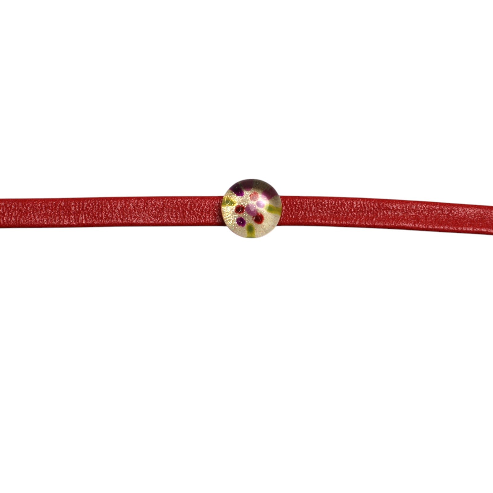 ブレスレット 赤 革 紫陽花 珊瑚 ブレスレット