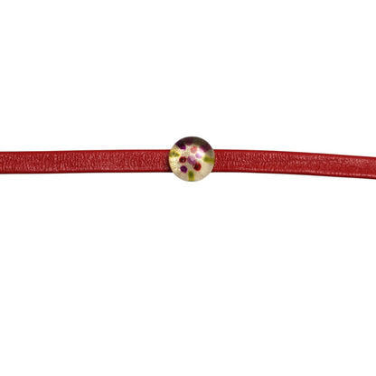 ブレスレット 赤 革 紫陽花 珊瑚 ブレスレット
