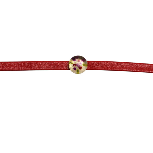 ブレスレット 赤 革 紫陽花 珊瑚 ブレスレット