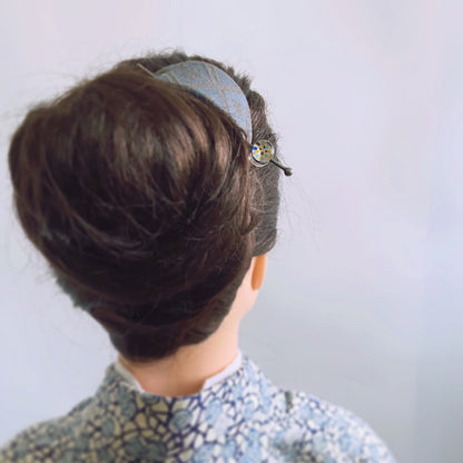 かんざしバレッタ ブルー 布 フェルト 紫陽花 TAMARUSAN