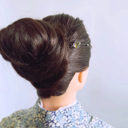 かんざしバレッタ ブルー 布 フェルト 紫陽花 TAMARUSAN