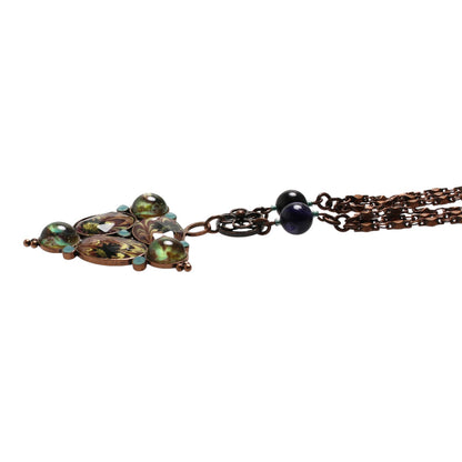 ロングネックレス 紫 マーブル 天然石 ネックレス