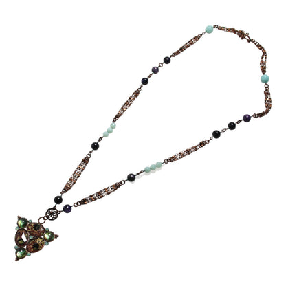 ロングネックレス 紫 マーブル 天然石 ネックレス