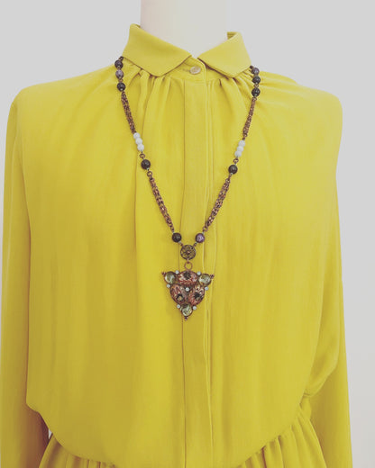 ロングネックレス 紫 マーブル 天然石 ネックレス