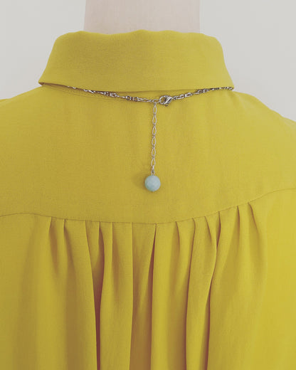 ロングネックレス 蝶 アマゾナイト 水色 ネックレス