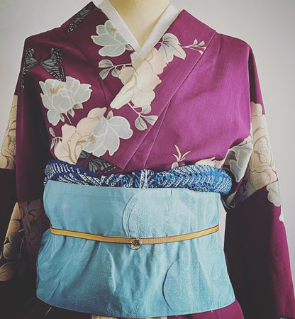 小さい帯留 青 シンプル 帯留め