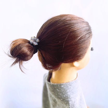 ヘアゴム 四つ葉 青 樹脂 贈り物 高級ヘアゴム