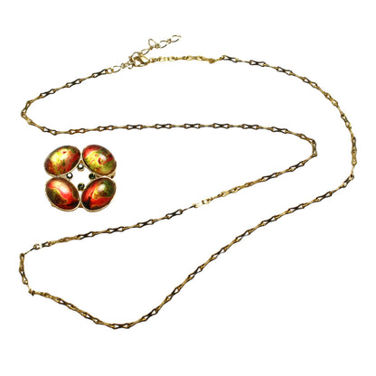 ネックレスにもなるスカーフ留め 赤 金 ブローチ・バッジ