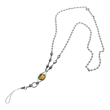 IDホルダー ネックストラップ 和風 薔薇 グレー ネックストラップ