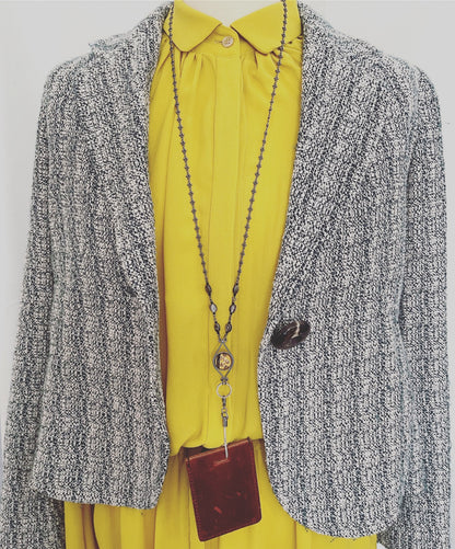 IDホルダー ネックストラップ 和風 薔薇 グレー ネックストラップ