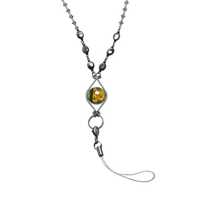 IDホルダー ネックストラップ 和風 薔薇 グレー ネックストラップ