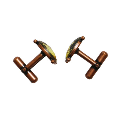 カフスボタン 茶色 裏庭 楕円 植物 カフスボタン