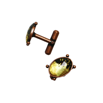 カフスボタン 茶色 裏庭 楕円 植物 カフスボタン