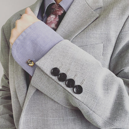 カフスボタン 茶色 裏庭 楕円 植物 カフスボタン