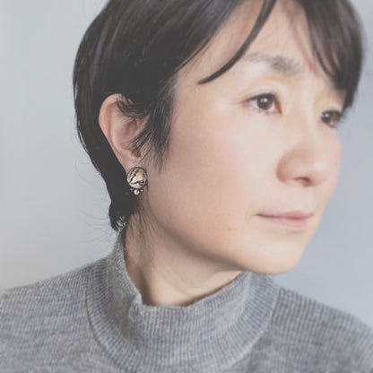 イヤリング 茶色 シダ シック