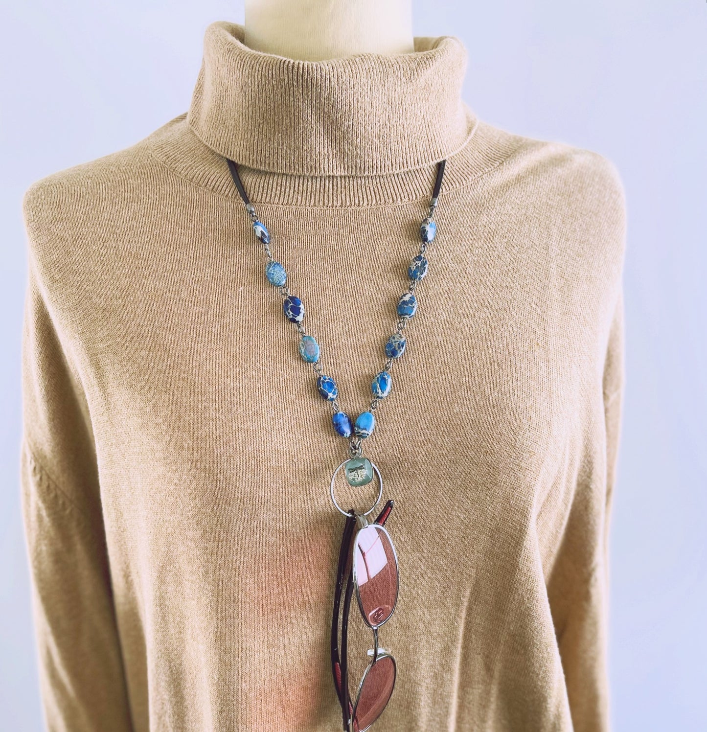 眼鏡ホルダー ネックレス トンボ 青 眼鏡ホルダー