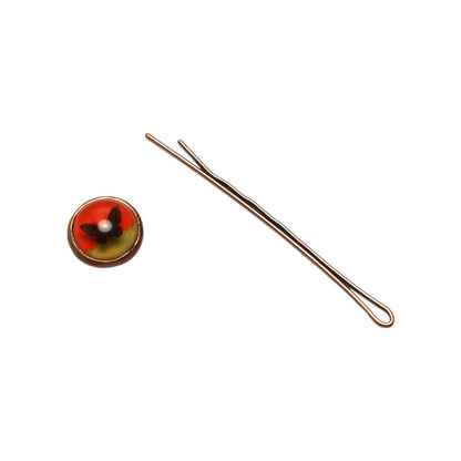 ヘアピン 丸 蝶 オレンジ イエロー TAMARUSAN