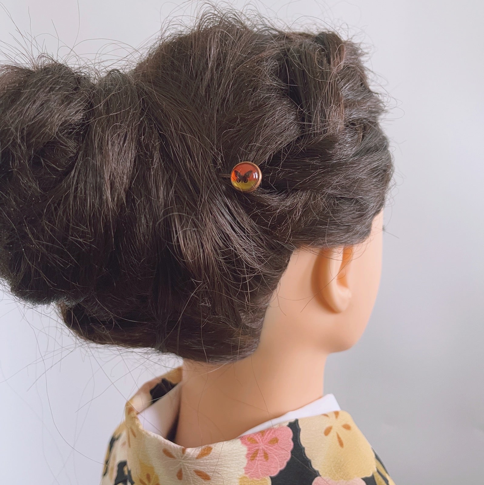 ヘアピン 丸 蝶 オレンジ イエロー TAMARUSAN