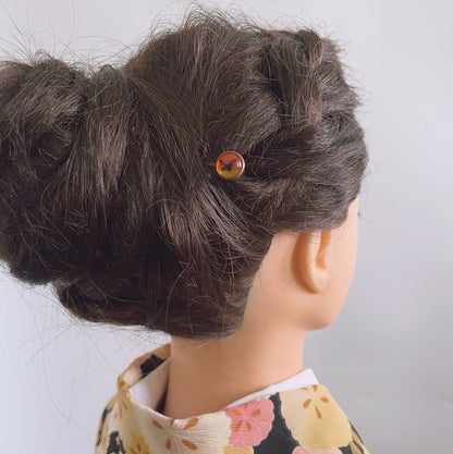 ヘアピン 丸 蝶 オレンジ イエロー TAMARUSAN