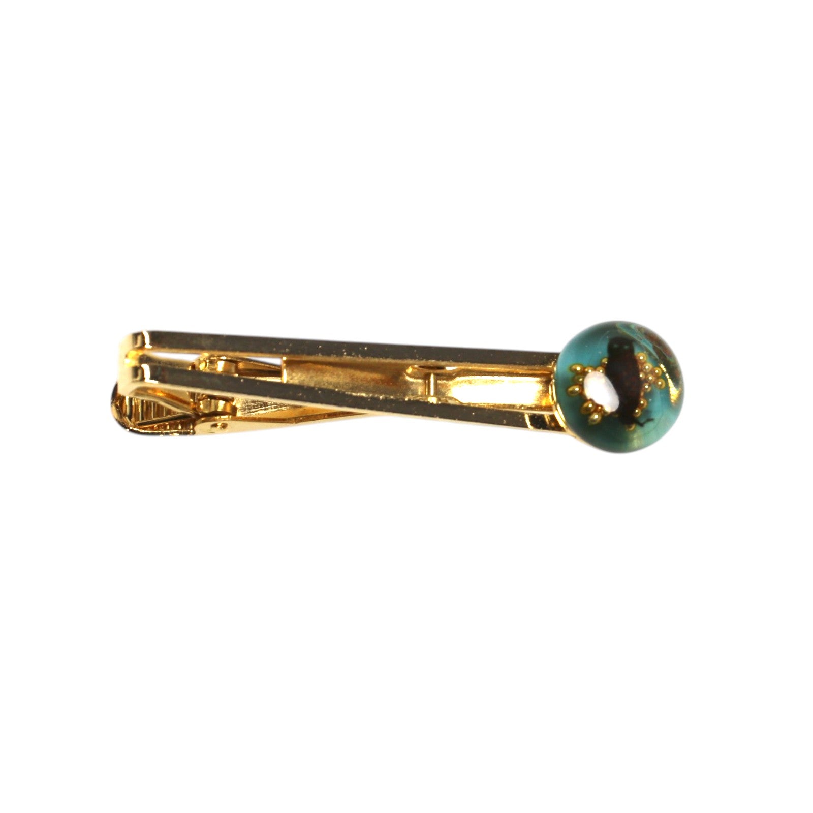 ネクタイピン ふくろう 24k ゴールド ターコイズブルー ネクタイピン