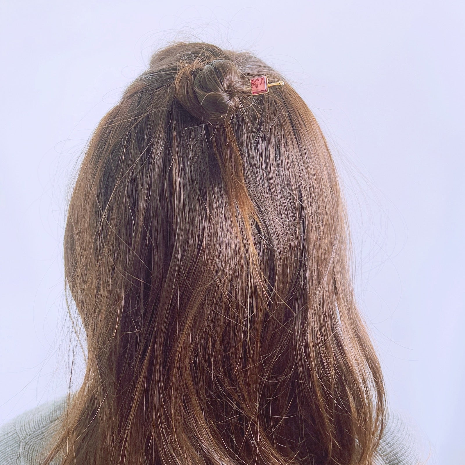 短いかんざし ゴールド ピンク 四角 TAMARUSAN