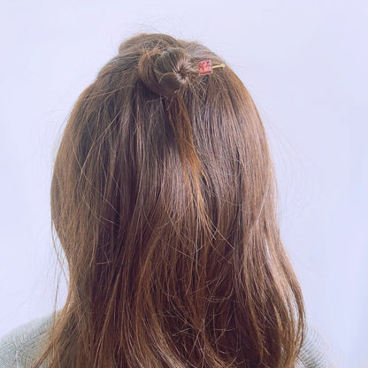 短いかんざし ゴールド ピンク 四角 TAMARUSAN