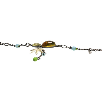 アンクレット 葉っぱ 水色 アンクレット