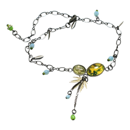 アンクレット 葉っぱ 水色 アンクレット