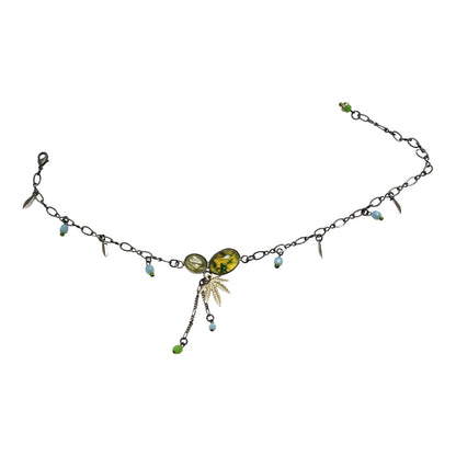 アンクレット 葉っぱ 水色 アンクレット