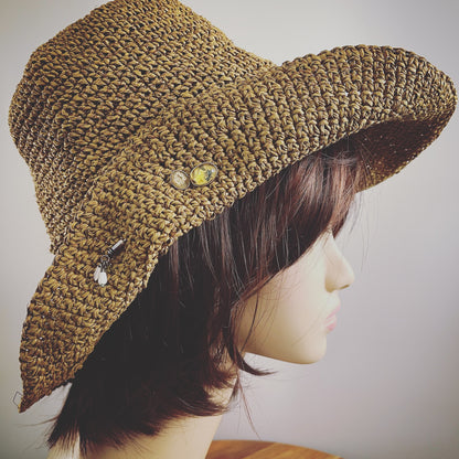 ハットピン 水色 葉っぱ ビーズ ハットピン