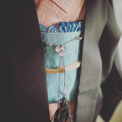 羽織紐 紫 アメジスト スミレ レース 羽織紐