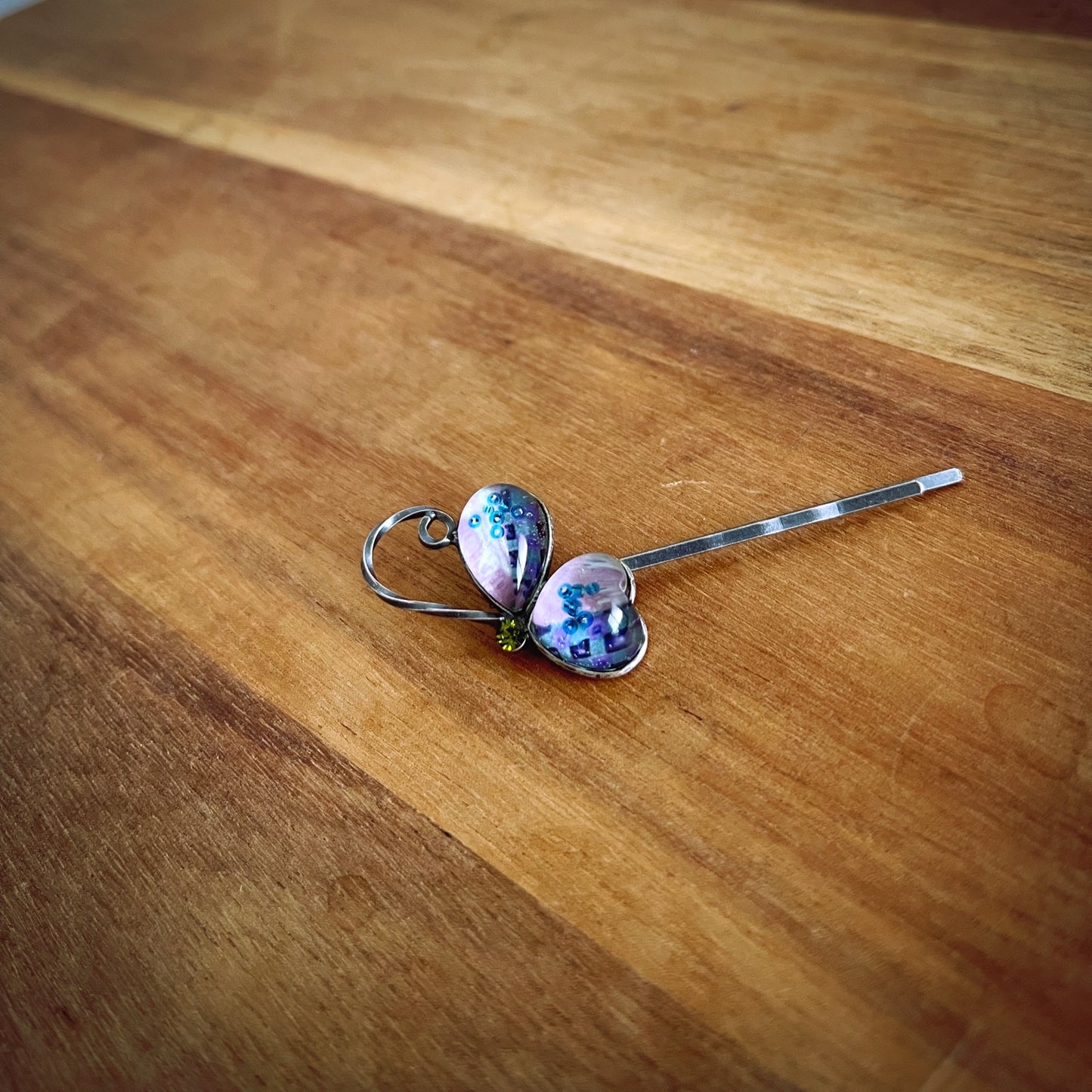 ヘアピン 蝶 紫 和装 贈り物 大人向け 高級ヘアピン